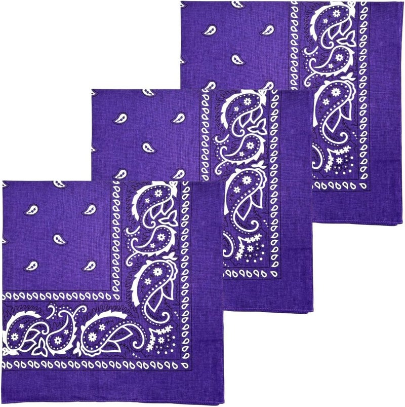 MD Style 3 PCS Extra Large Bandanas 27” x 27” 100% Cotton for Men & Women Paisley Handkerchief Headband Scarf Jumbo Bandana - Image 1